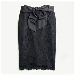 NEW J. Crew black Satin-bow lace skirt size 12 Christmas holiday BNWT